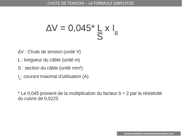 La chute de tension électrique dans un cable comment la calculer